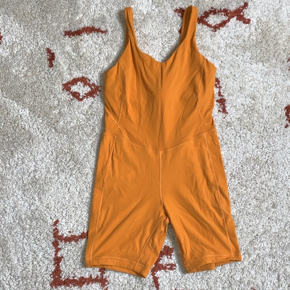 Lululemon- Sz 10&14- Autumn Orange- Align 8” Onesie Tank Top- Double Lined - Picture 6 of 15